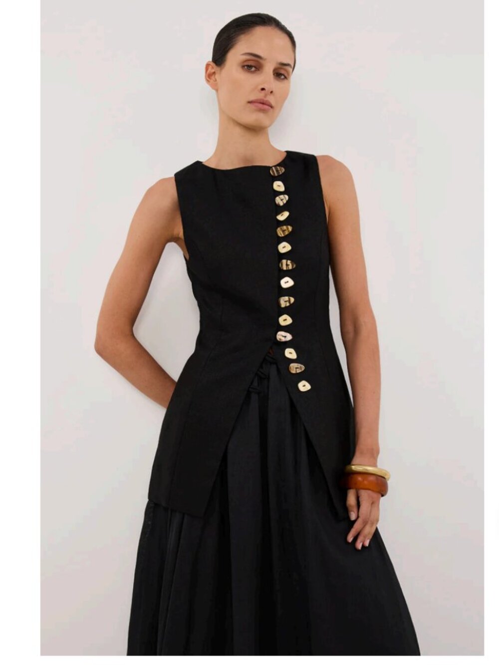 DISSH Baylee Black Sleeveless Linen Top Black Size 8 - Picture 4 of 10